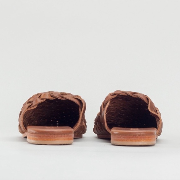 NWOB St. Agni Paris Leather Woven Almond Toe Slip-On Mules Vintage Tan Sz 36 5.5 - Picture 11 of 15